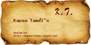 Kapsa Tamás névjegykártya
